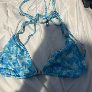 Kulani Kinis Light Blue Tropical Triangle Bikini Top